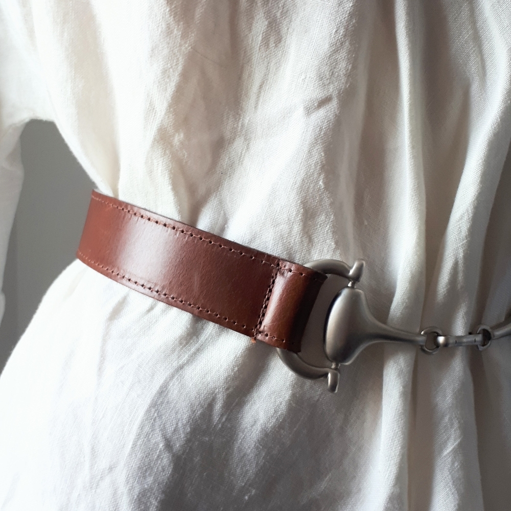 Classic Horse Bit Leather Belt - Picture 3 of 13